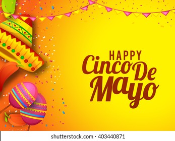 Vector Illustration Of Cinco De Mayo Celebration Typography Background.