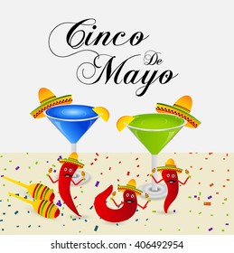 Vector illustration of Cinco De Mayo celebration typography background.