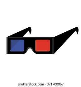Vector illustration cinema 3d glasses spectacles. Black cardboard movie glasses