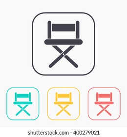 vector illustration of cinema director chair color icon set 
