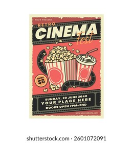 Vector illustration of cinema fest flyer poster template design