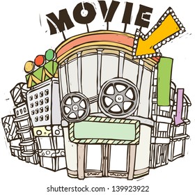 Ilustración vectorial de una sala de cine