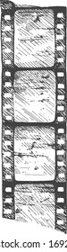 Vector illustration of cinema movie object. Old film piece. Multimedia icon. Vintage hand drawn style.