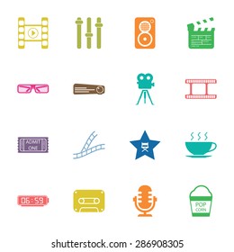 Vector illustration of cinema set icon