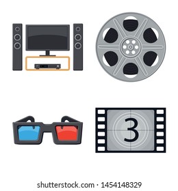 Vector illustration of cinema and theater sign. Set of cinema and entertainment stock vector illustration.