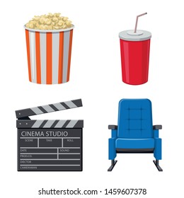Vector illustration of cinema and theater symbol. Collection of cinema and entertainment stock symbol for web.