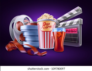 Vector illustration of cinema theme on dark background