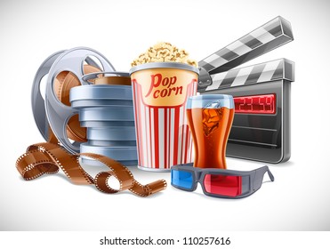 Vector illustration of cinema theme on light background