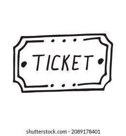 vector illustration of cinema ticket in doodle style