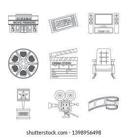 Vector illustration of cinematography and studio icon. Collection of cinematography and entertainment stock vector illustration.