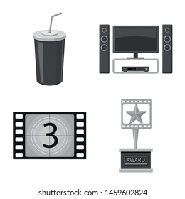 Vector illustration of cinematography and studio icon. Collection of cinematography and filming stock vector illustration.