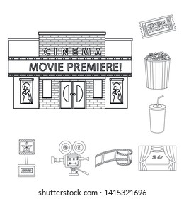 Vector illustration of cinematography and studio logo. Set of cinematography and entertainment vector icon for stock.