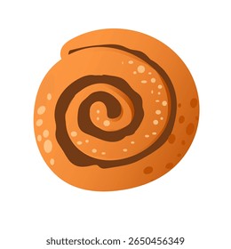 Vector illustration Cinnamon bun and sweet snail bun. Dessert baking. Sweet flour products. Pastry on white background