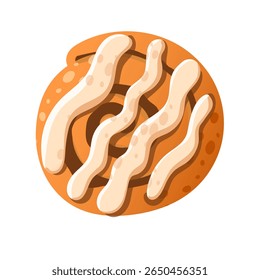 Vector illustration Cinnamon bun and sweet snail bun. Dessert baking. Sweet flour products. Pastry on white background