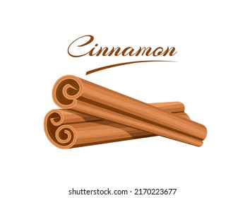 Vector illustration, cinnamon stick roll, isolated on a white background.