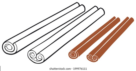 Vector Illustration Of Cinnamon Sticks