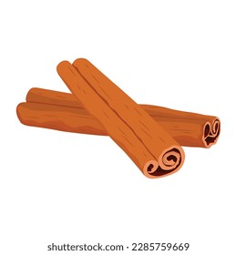 Vektorgrafik der Zimtstangen. braune asiatische indonesische Gewürze. Gebäck aus TrockenZimt, Kochen und Backen, Gewürze, aromatische Kondition. Canella-Sticks einzeln auf Hintergrund