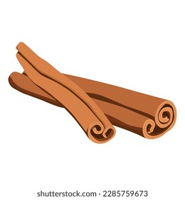 Vector illustration of cinnamon sticks roll. Brown asian indonesian spices. Bundles of dry cinnamon, cooking and baking seasoning, aromatic condiment. Canella sticks isolated on background