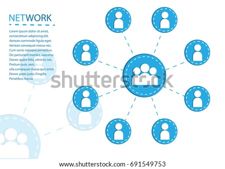 Vector illustration circle abstract social network / networking, linking entities, marketing, internet communication, company