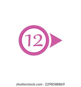 Vector illustration of circle arrow number bullet points from one to twelve 