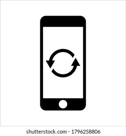 vector illustration of circle arrow on phone isolated. color editable on white background