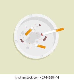 Vector illustration of circle ashtray, in a flat lay style