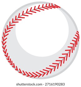 Ilustración vectorial de una pelota de béisbol circular con costuras rojas a su alrededor.
