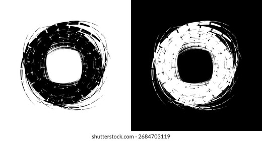 Ilustración vectorial de una circunferencia con un patrón de espiral en blanco y negro que crea una impresión visual dinámica y degradada. Ilustración vectorial en espiral de movimiento visual suave.