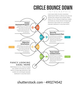 Vector Illustration Of Circle Bounce Down Infographic Design Element.