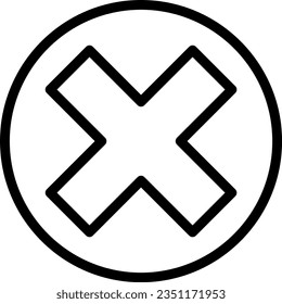 Vector illustration of circle with a cross. Forbidden and denied symbol icon.