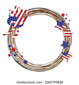 vector illustration of circle decoration with American flag and stars for celebration and greetings with free space for text