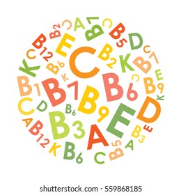 vector illustration of circle design with vitamins symbols for healthy nutrition designs