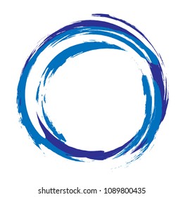 Vector illustration. Circle drawn with a blue paint brush.
