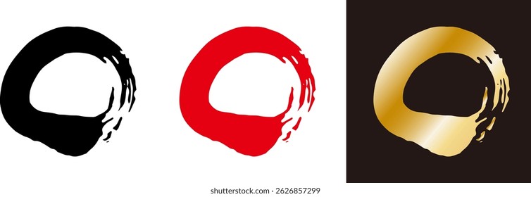 Vector illustration of a circle drawn with a brush. Hand drawn oval. Doodle circle.