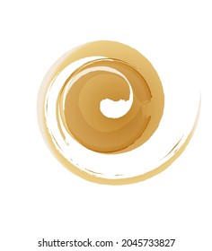 Vector illustration. A circle drawn with gold brush strokes.