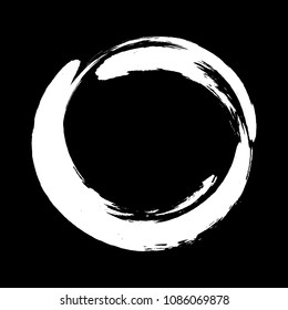 Vector illustration. A circle drawn with white paint on a black background