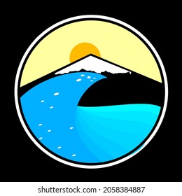 Ilustración vectorial del emblema de círculo en estilo vintage, adecuado para emblemas de aventura, deportes, emblemas del campamento, escaladores, caminatas, expediciones y exploradores.