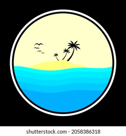 Ilustración vectorial del emblema circular en estilo vintage, fondo negro, adecuado para emblemas de aventura, turistas, turismo deportivo, viajeros y exploradores de la naturaleza.