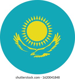 vector illustration of Circle flag of Kazakhstan on white background