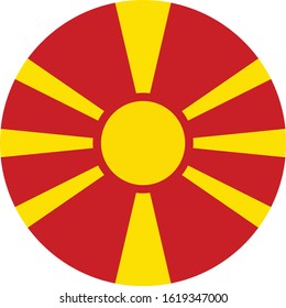 vector illustration of Circle flag of North Macedonia on white background