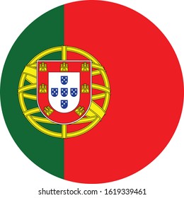 vector illustration of Circle flag of Portugal on white background