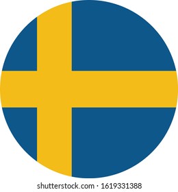 vector illustration of Circle flag of Sweden on white background