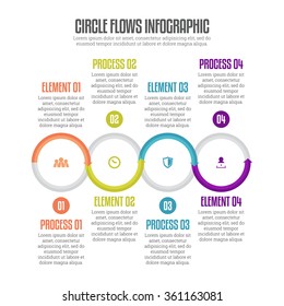 Vector illustration of circle flows infographic design element.