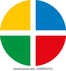 Vector illustration of a circle of four colors red, blue, green and yellow.