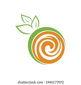 Ilustración vectorial de la fruta y la hoja de círculo