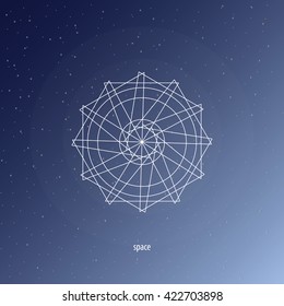 Vector illustration. Circle geometric shape looking like wheel. Colorful modern background. Triangles and circles. Boho and hipster style