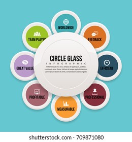 Vector illustration of circle glass infographic design element.