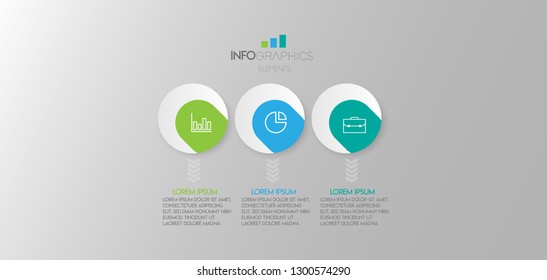 Vektorgrafik Circle Infografische Design-Vorlage mit Symbolen und 3 Optionen oder Schritte. Kann für Prozess, Präsentationen, Layout, Banner, Infografik verwendet werden. 
