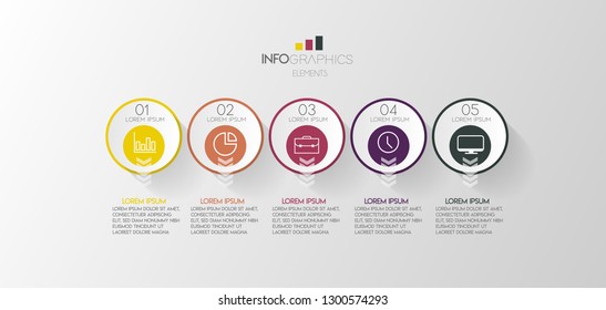 vector illustration Circle Infographic design template with icons and 5 options or steps. Can be used for process, presentations, layout, banner,info graph. 