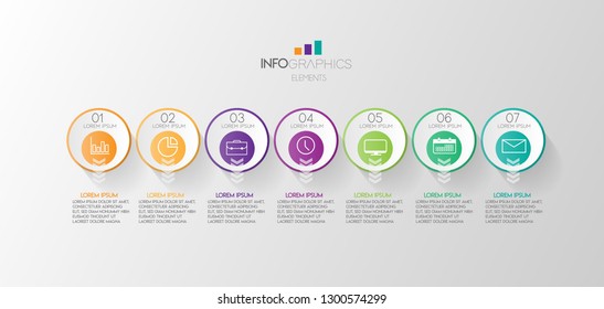 vector illustration Circle Infographic design template with icons and 7 options or steps. Can be used for process, presentations, layout, banner,info graph. 